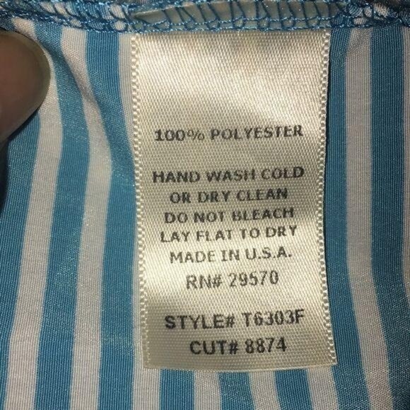 Blue Rain Cap Sleeve Blouse Size M - Picture 5 of 5